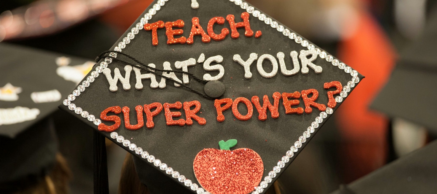 graduation cap with "I teach what's your super power" text